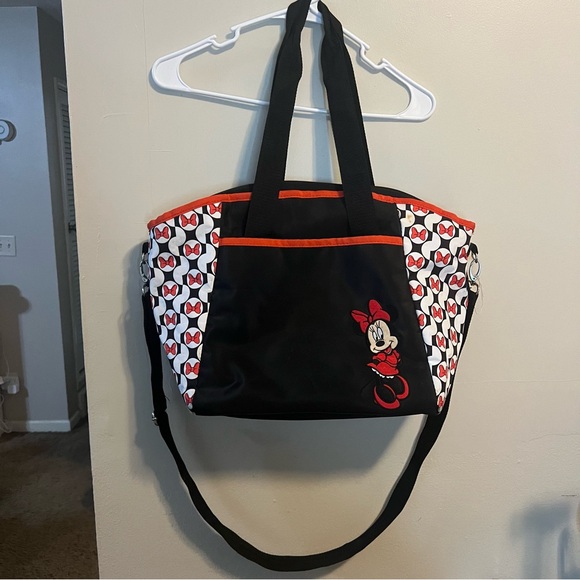 Disney Baby Minnie Mouse Diaper Bag with Changing Pad Black Red White - Picture 2 of 16
